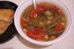 Рецепт. Фасолевый суп с помидорами и гренками
