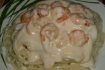 Рецепт. Спагетти с креветками в белом соусе