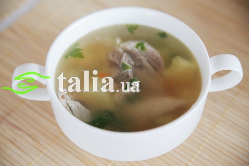 Рецепт. Куриный суп с зеленью (диетический)