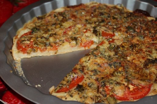 Рецепт. Пицца с грибами и помидорами