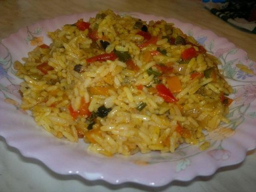 Рецепт. Жареный рис с овощной поджаркой